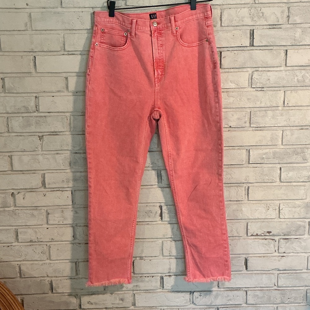 GAP Coral Pink Cropped Straight Jeans 14/32 cigarette jeans